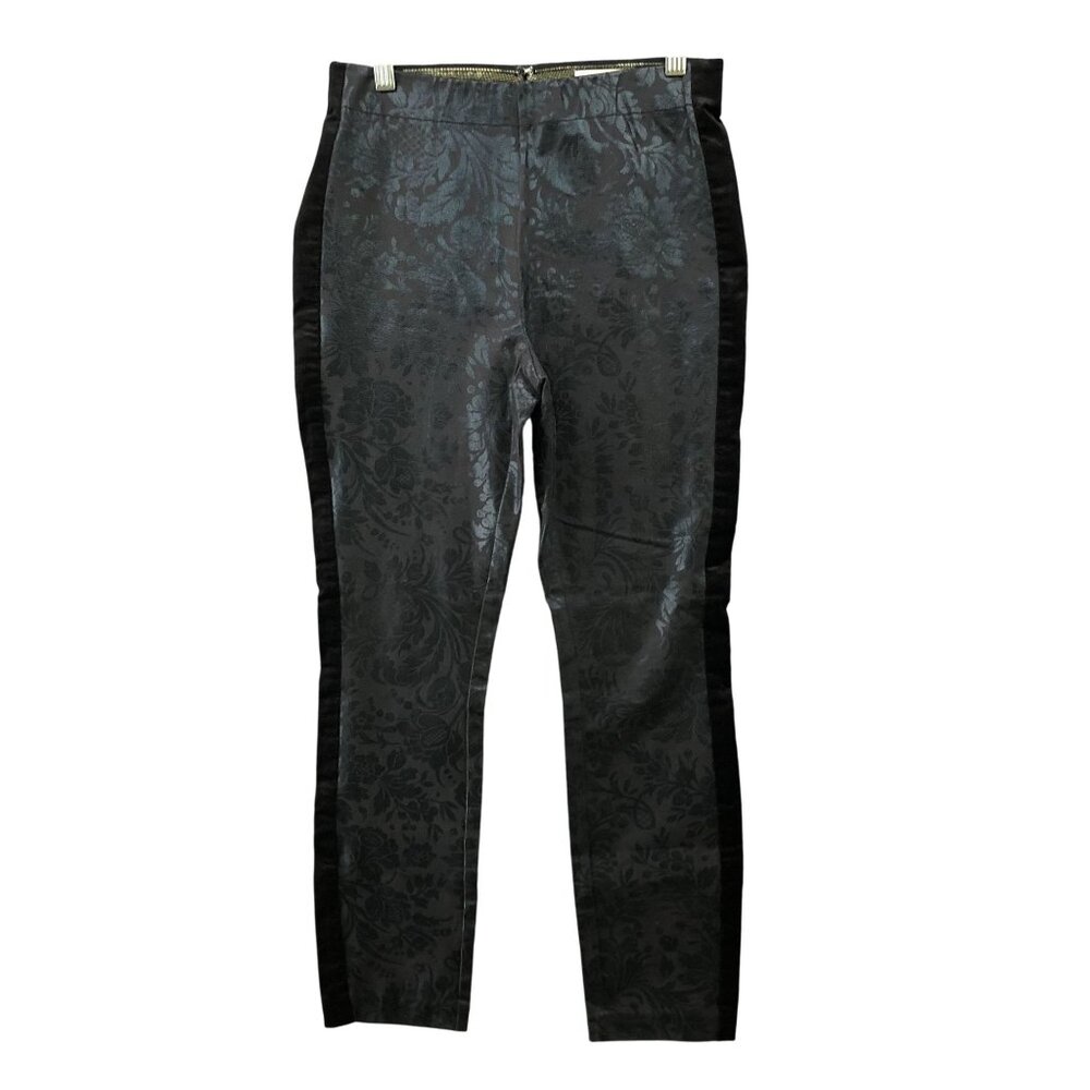 Anthropologie The Essential Skinny Pants Womens Size 2 Black Jacquard Velvet